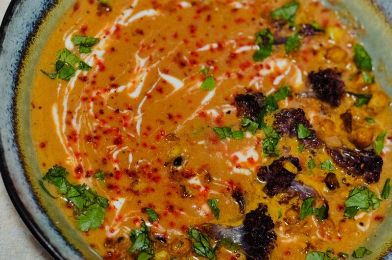 Mexican Street Style Roasted Cauliflower Soup